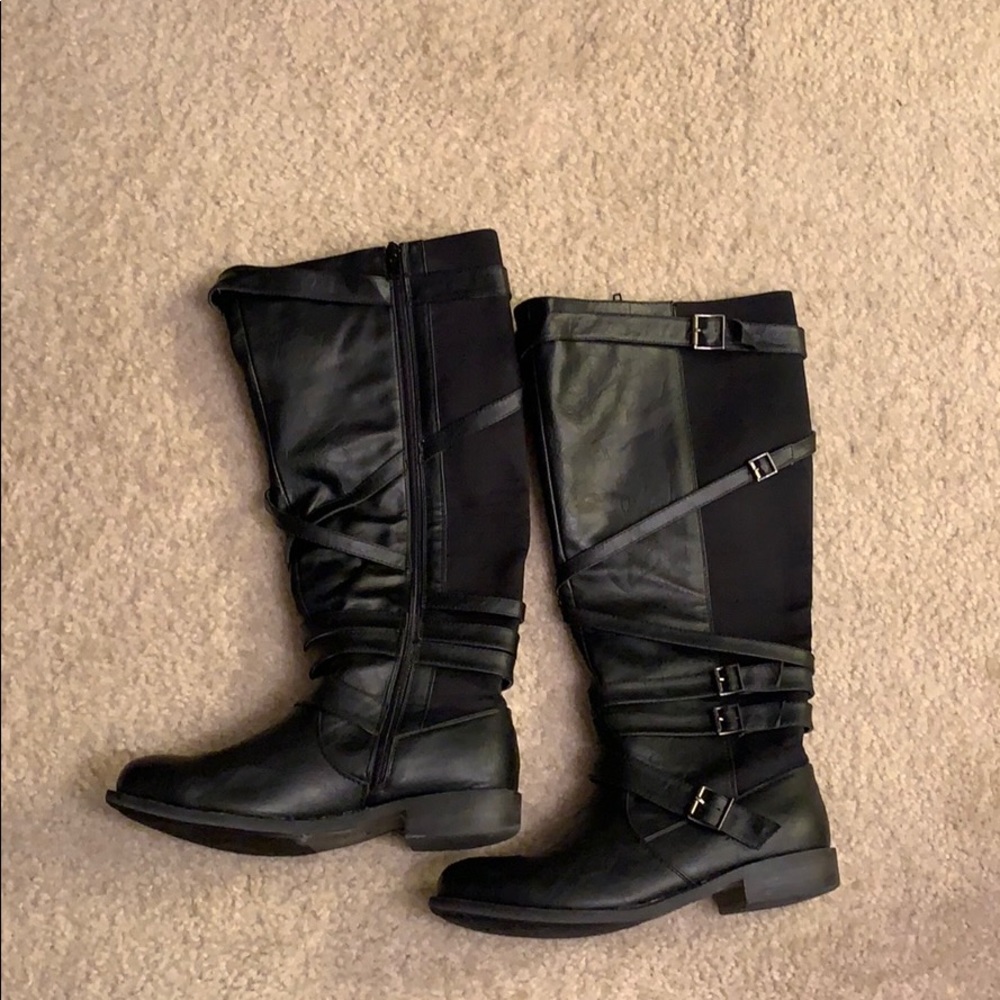 Wide calf black riding boot